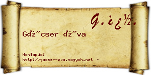 Gácser Éva névjegykártya